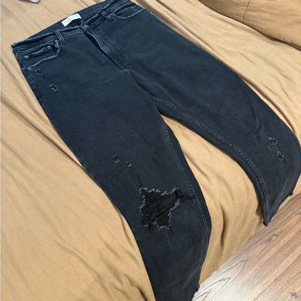 Abercrombie & Fitch Black Distressed Skinny Jeans